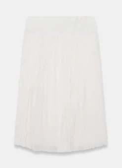 Cream Drop Waist Crinkle Midi Skirt