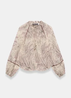 Cream Feather Print Blouse