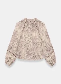 Cream Feather Print Blouse