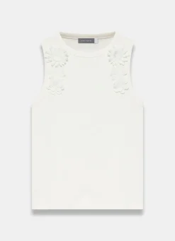 Cream Floral Applique Vest Top