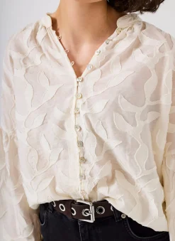 Cream Floral Jacquard Blouse
