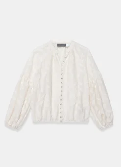 Cream Floral Jacquard Blouse