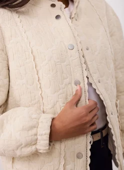 Cream Floral Jacquard Quilted Jacket