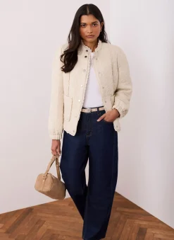 Cream Floral Jacquard Quilted Jacket