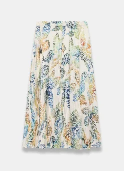 Cream Floral Print Crinkle Maxi Skirt