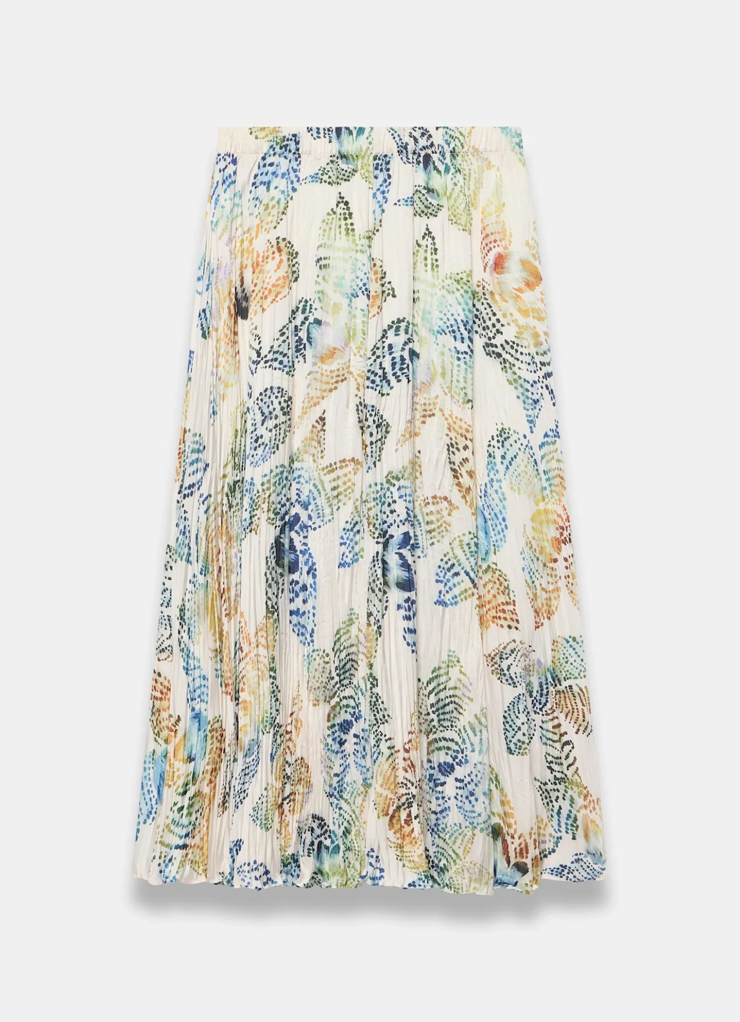 Cream Floral Print Crinkle Maxi Skirt