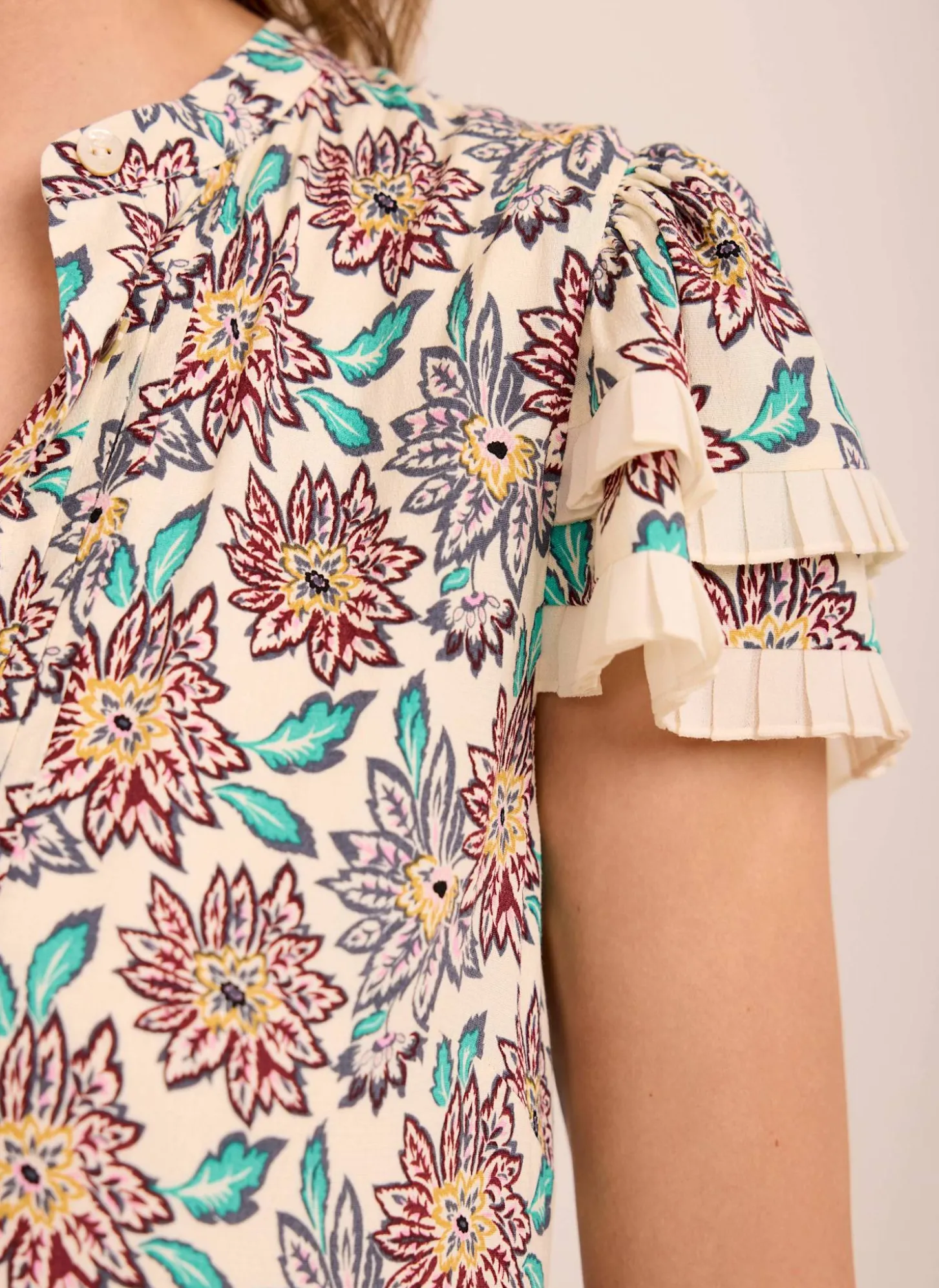 Cream Floral Print Mini Dress