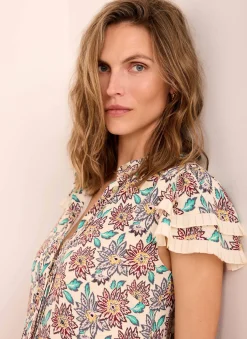 Cream Floral Print Mini Dress