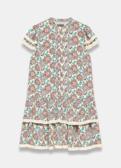 Cream Floral Print Mini Dress