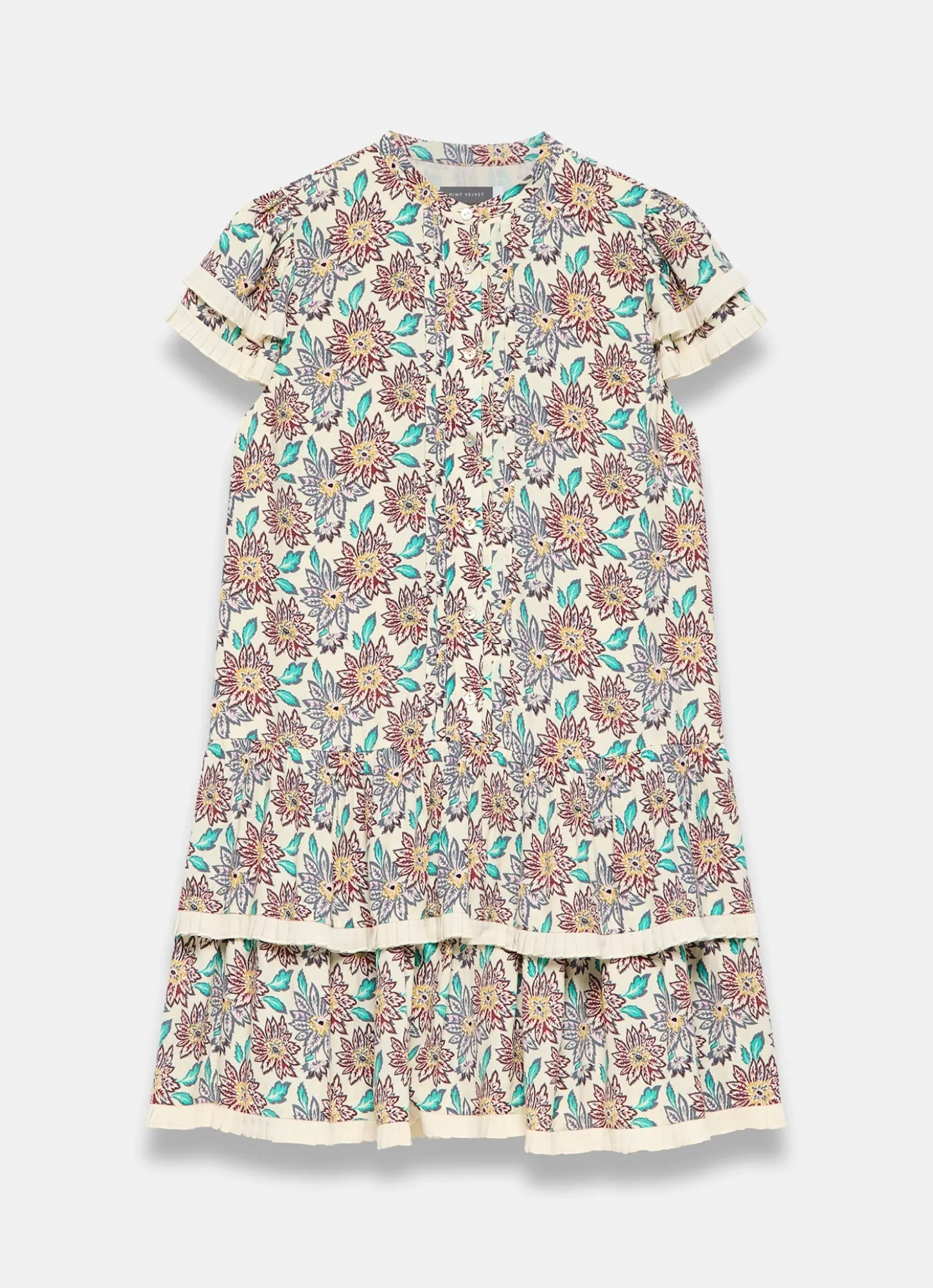 Cream Floral Print Mini Dress