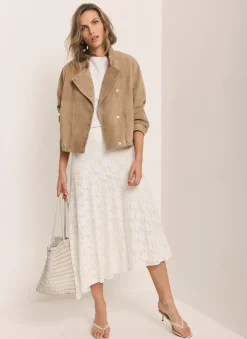 Cream Lace Asymmetric Skirt