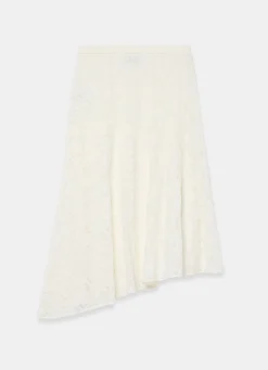 Cream Lace Asymmetric Skirt