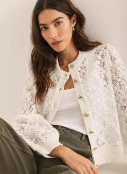 Cream Lace Cotton Blend Jacket