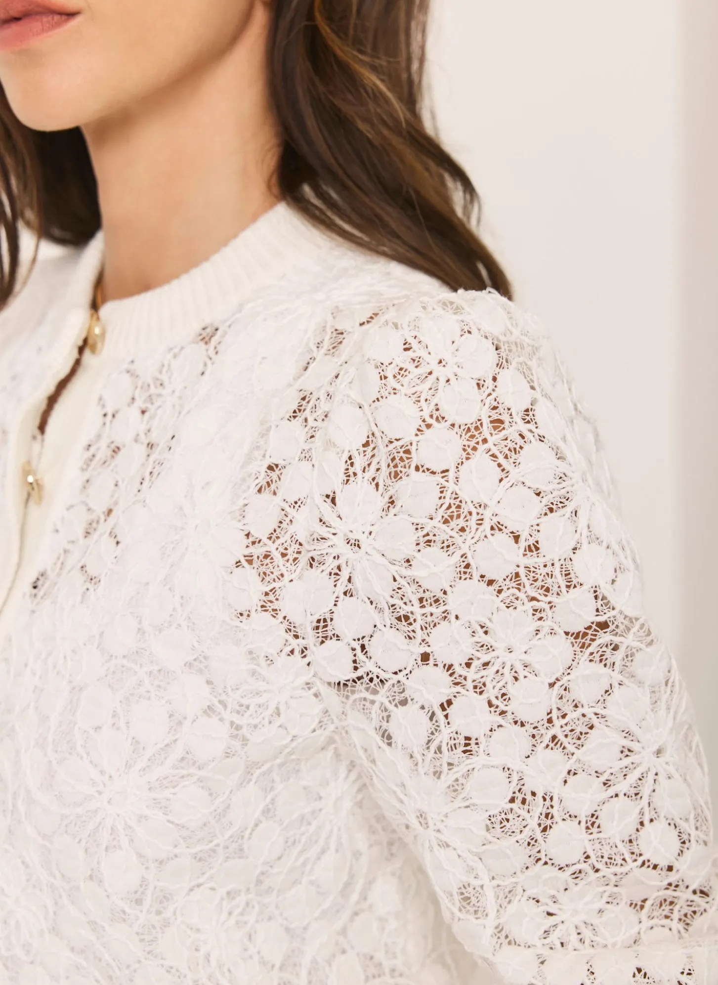 Cream Lace Cotton Blend Jacket