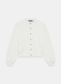 Cream Lace Cotton Blend Jacket