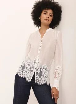 Cream Lace Detail Blouse