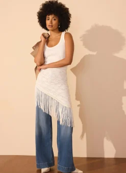 Cream Lace Fringe Cover Up Scarf