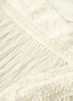 Cream Lace Fringe Cover Up Scarf