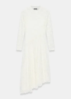 Cream Lace Full Asymmetric Midi Dress