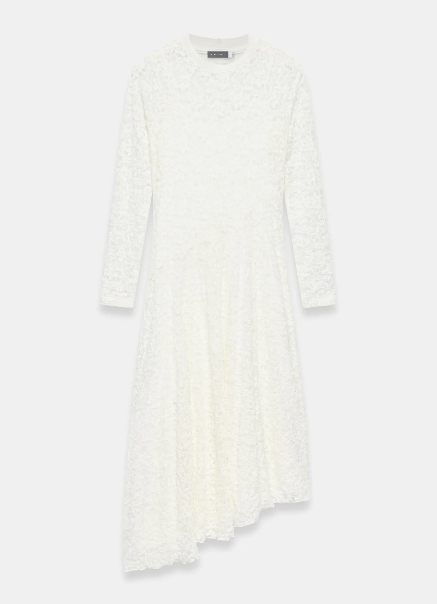 Cream Lace Full Asymmetric Midi Dress