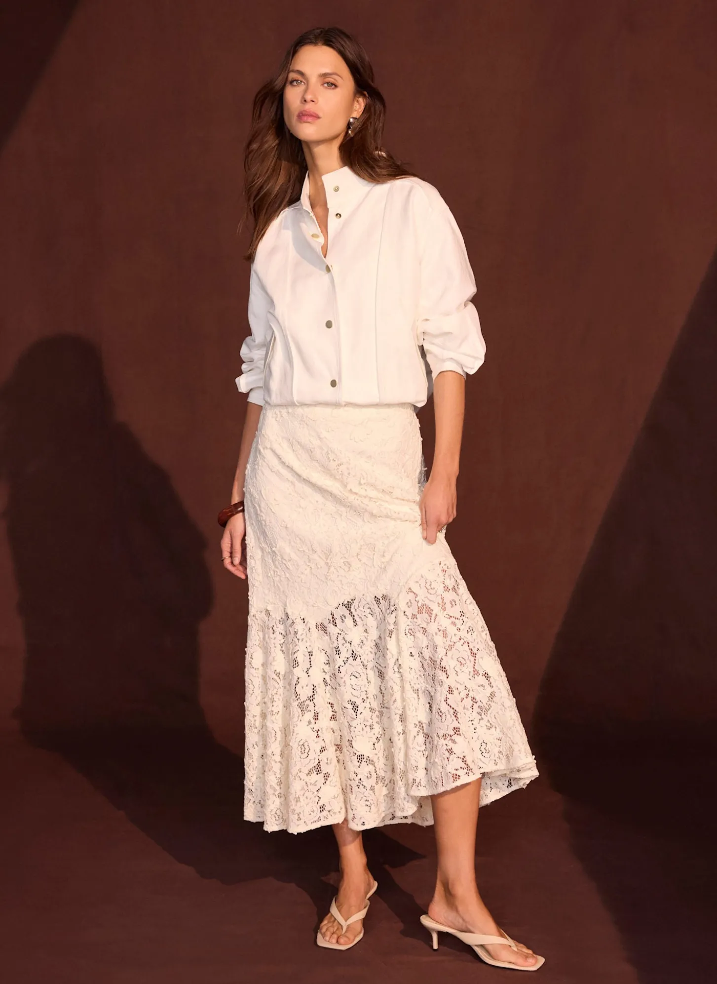 Cream Lace Maxi Skirt