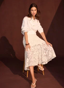 Cream Lace Maxi Skirt