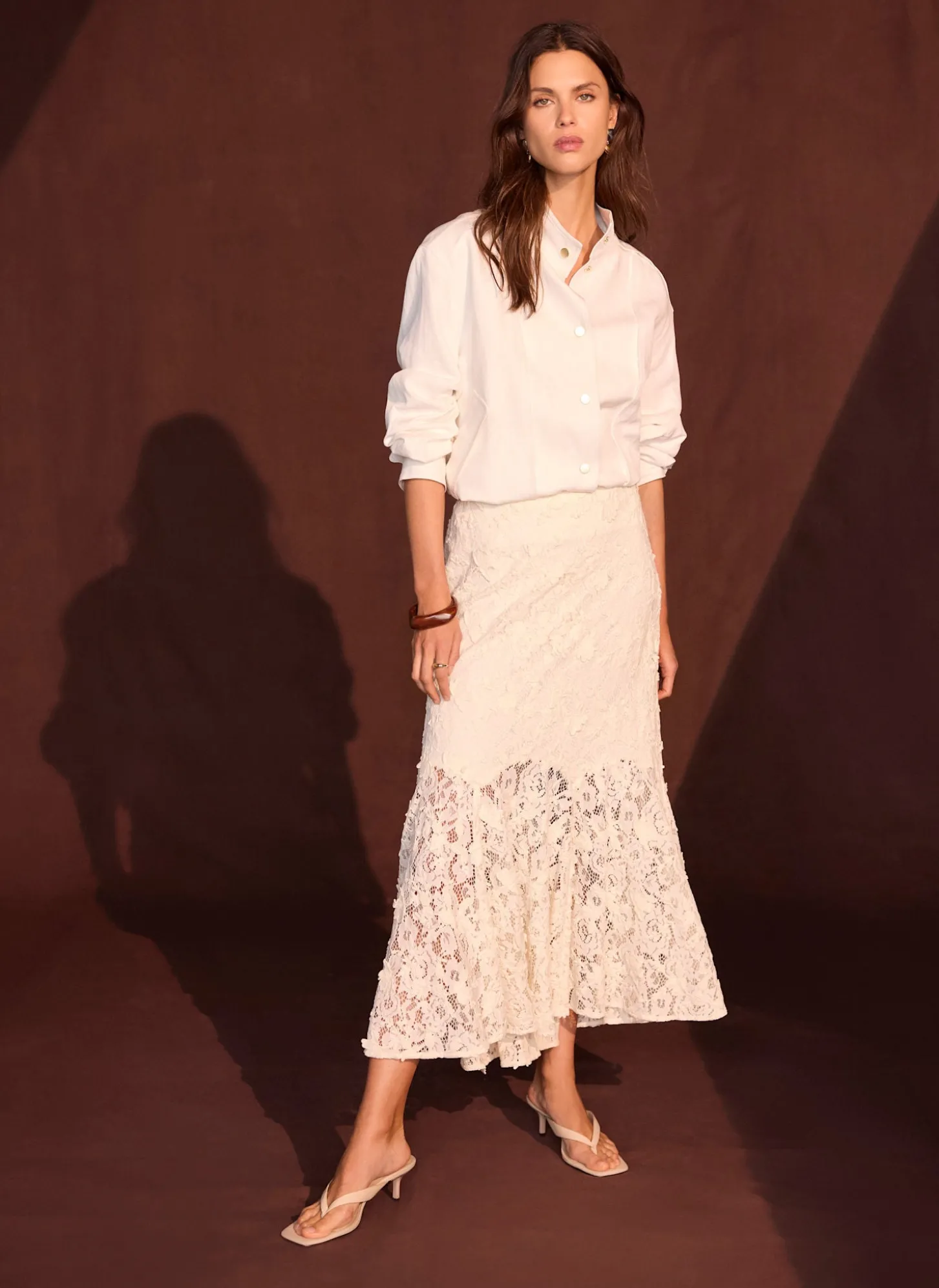 Cream Lace Maxi Skirt