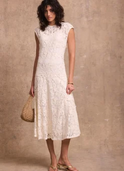 Cream Lace Midi Dress