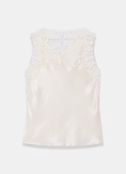 Cream Lace Satin Top
