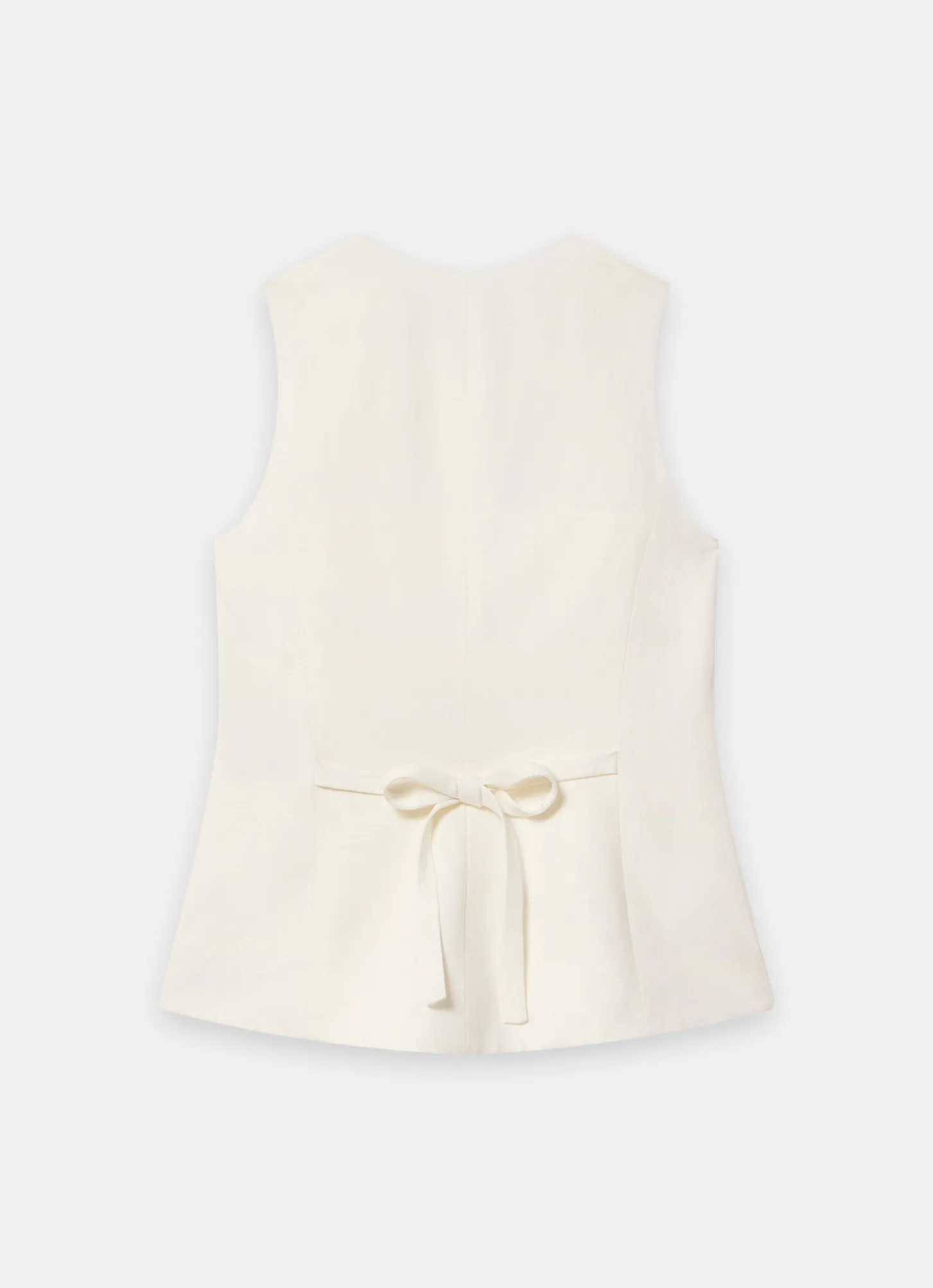 Cream Linen Blend Longline Waistcoat