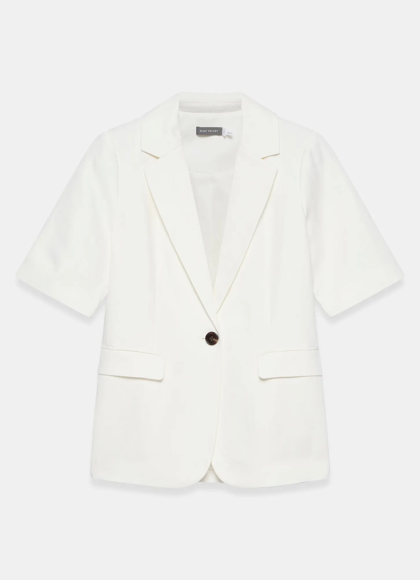 Cream Linen Blend Short Sleeve Blazer