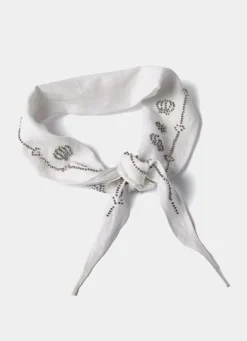 Cream Linen Embellished Neck Scarf
