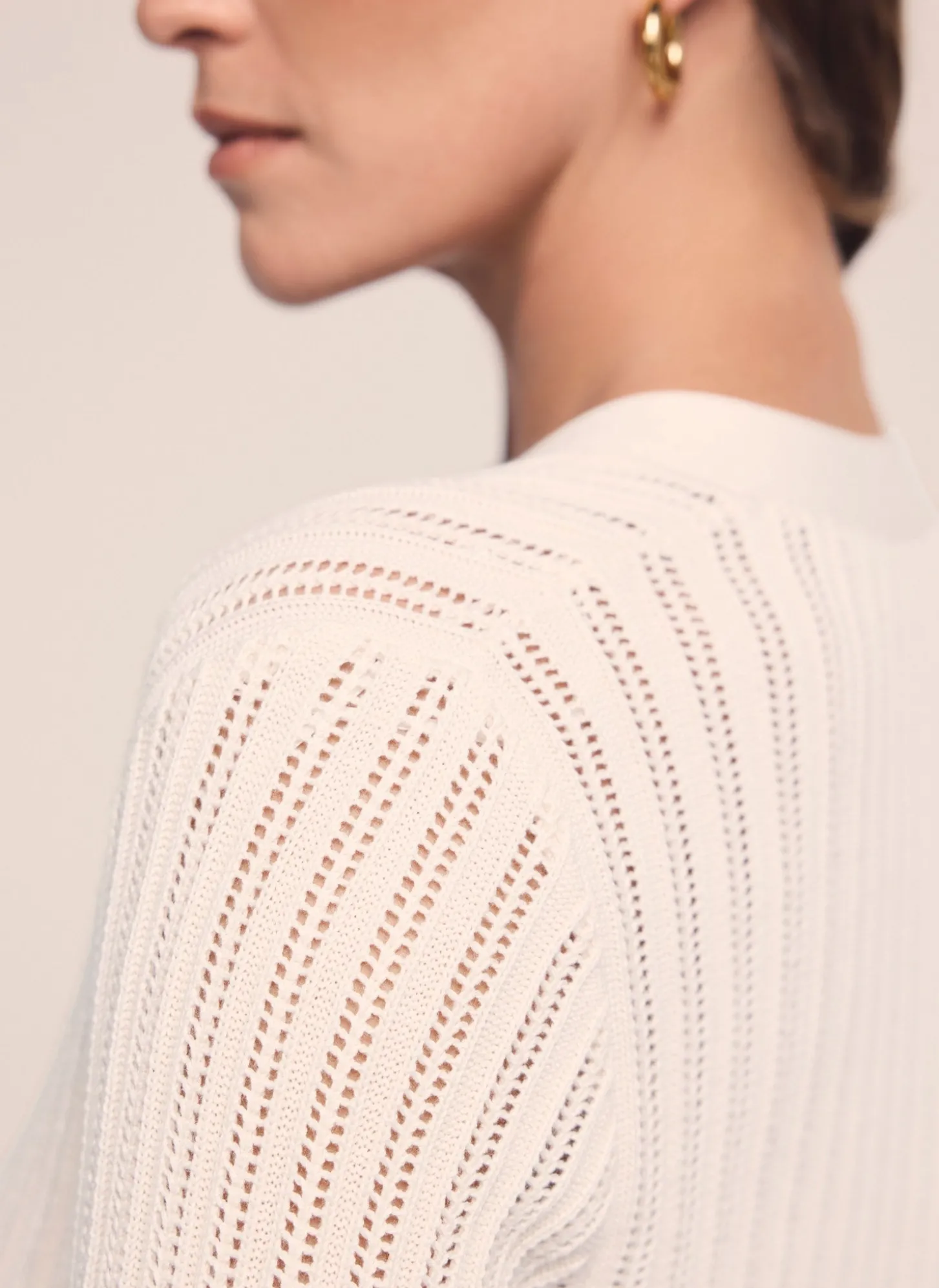 Cream Open Knit Top