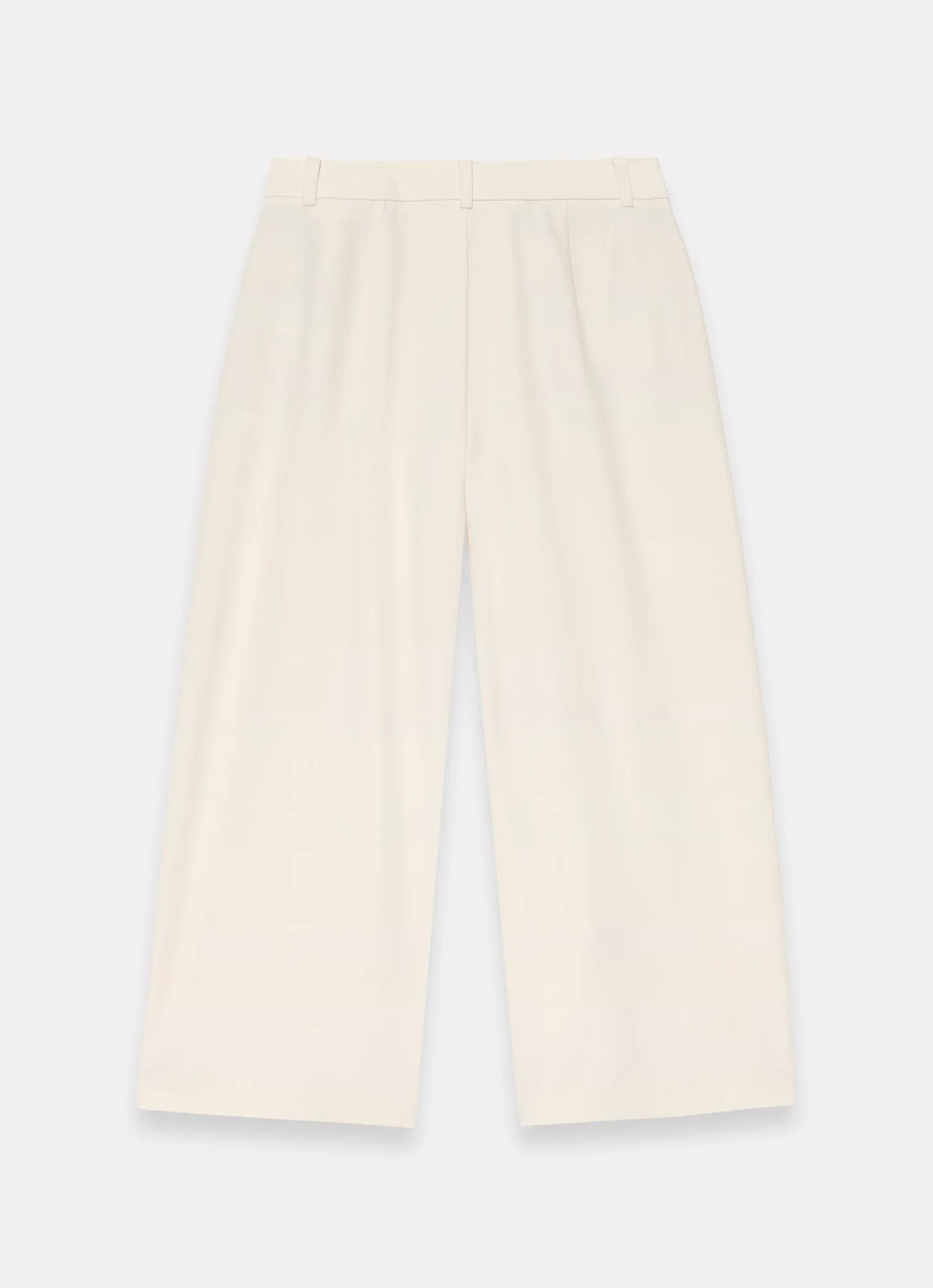Cream Pleated Cropped Wide Trousers
