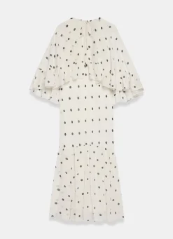 Cream Polka Dot Print Cape Maxi Dress