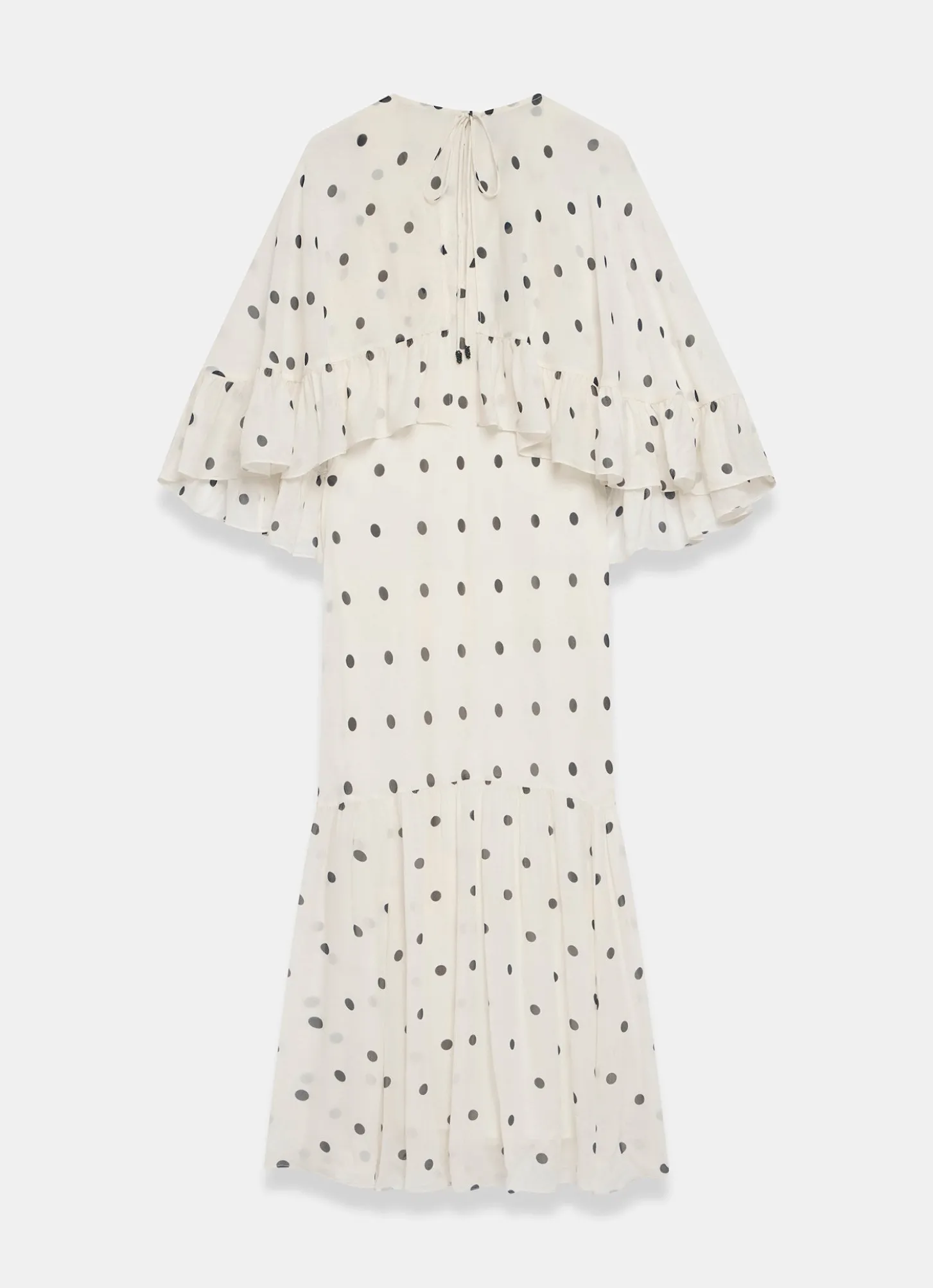 Cream Polka Dot Print Cape Maxi Dress