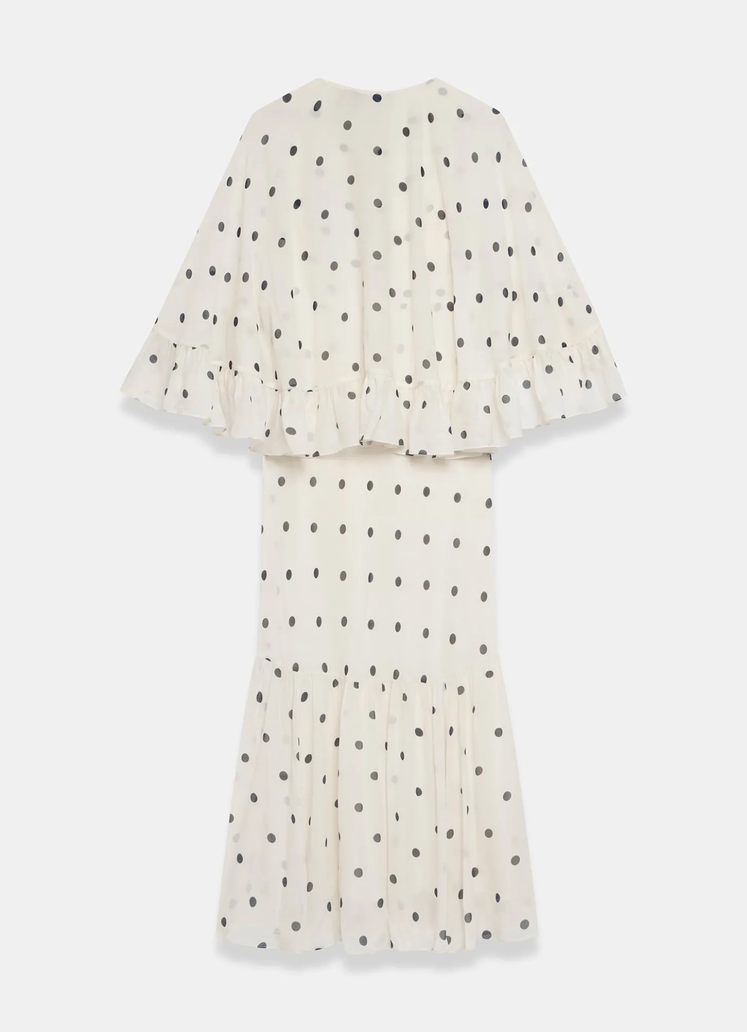 Cream Polka Dot Print Cape Maxi Dress
