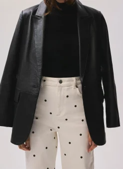 Cream Polka Dot Wide Jeans
