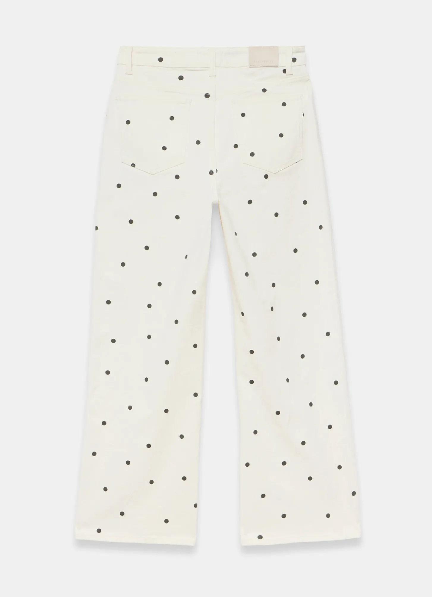 Cream Polka Dot Wide Jeans