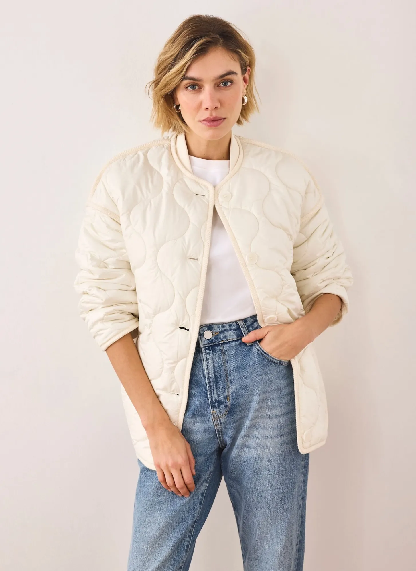 Cream Quilted Coat