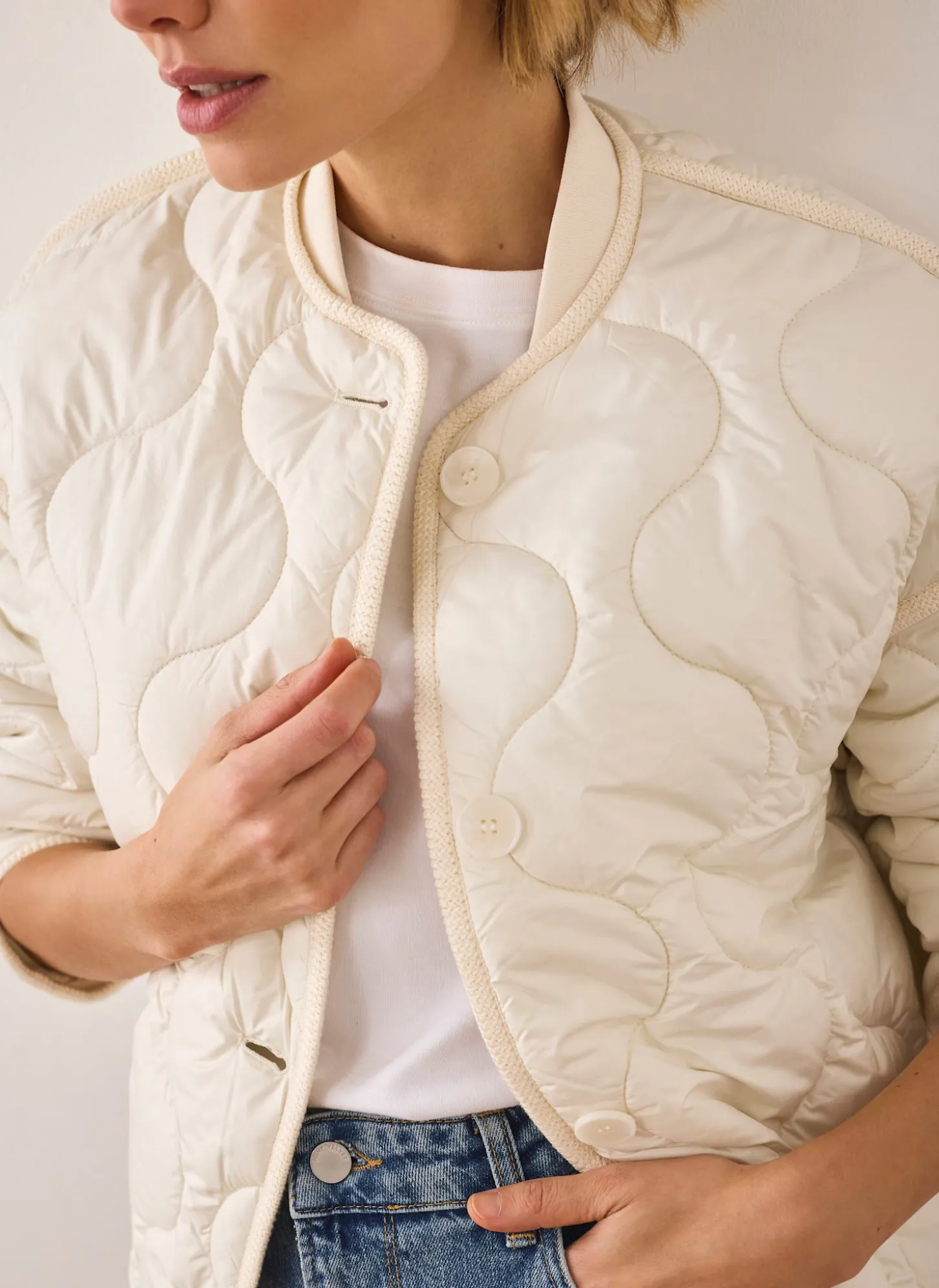 Cream Quilted Coat
