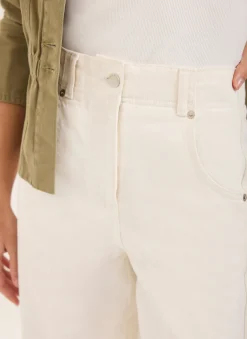Cream Relaxed Wide Leg Jeans