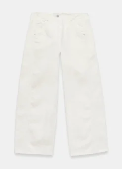 Cream Relaxed Wide Leg Jeans
