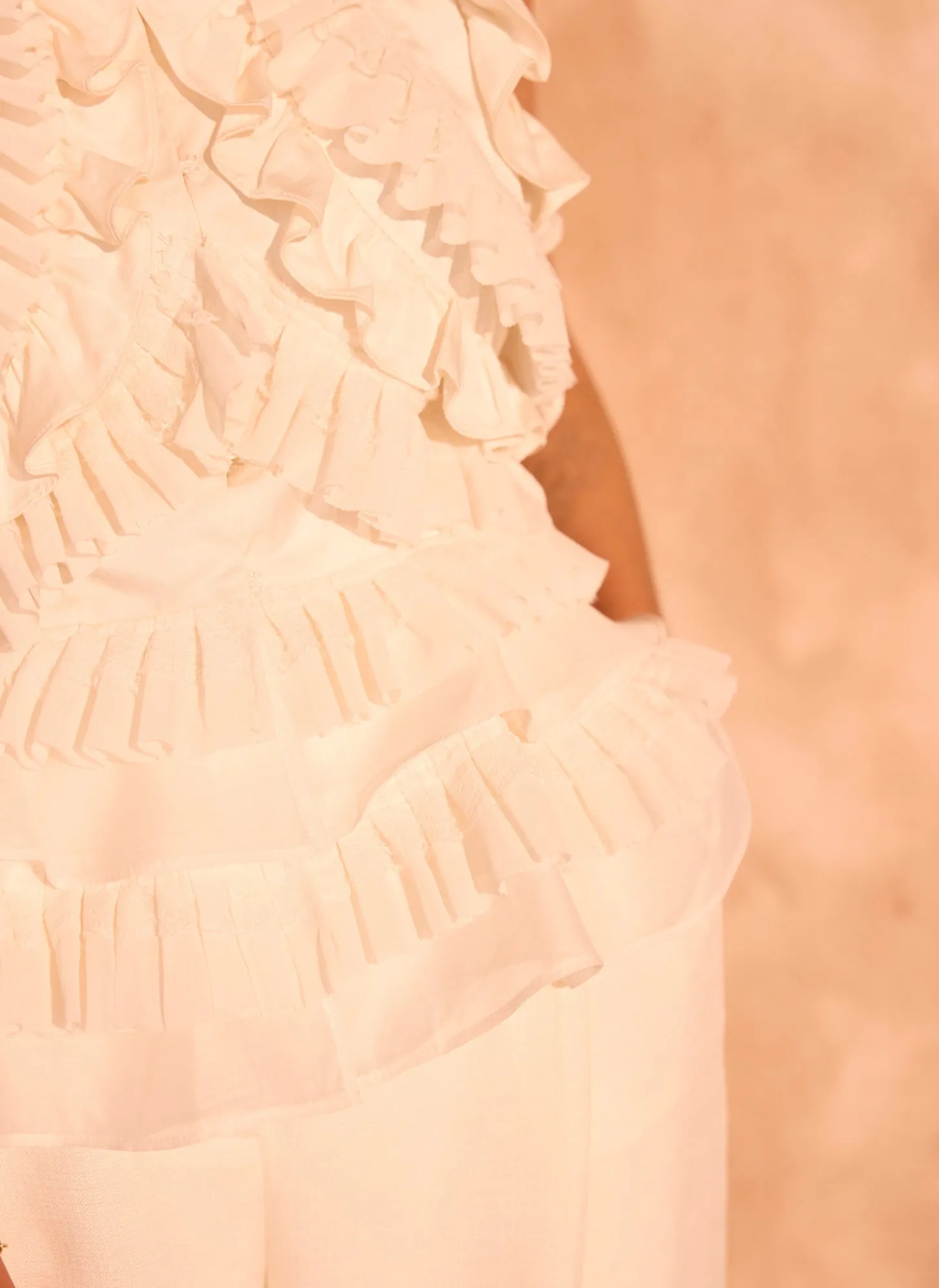 Cream Ruffle Detail Top
