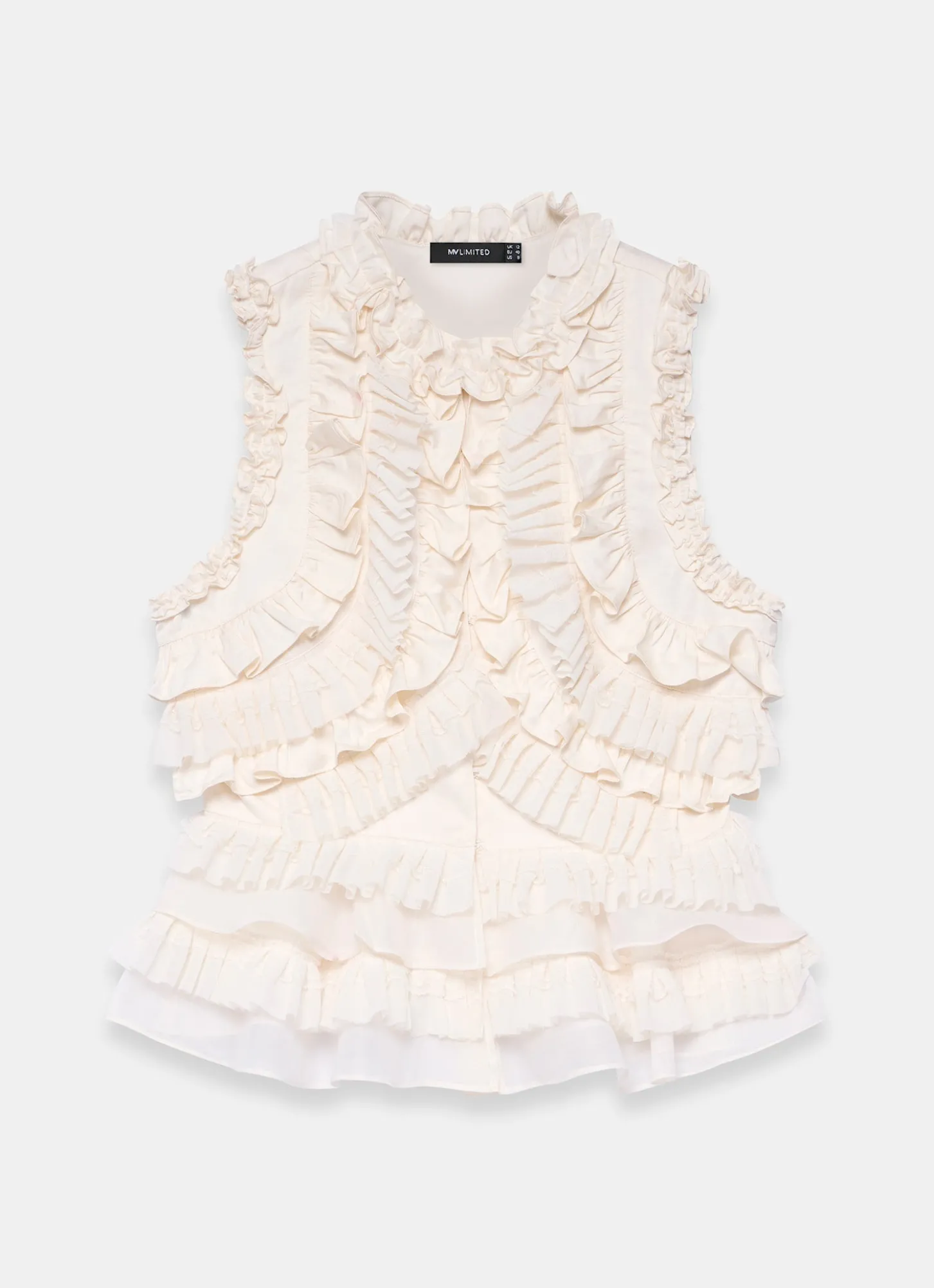 Cream Ruffle Detail Top