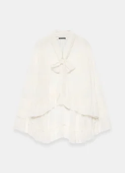 Cream Ruffle Tie Detail Blouse