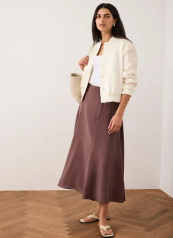 Cream Satin Lace Sleeve Bomber Jacket