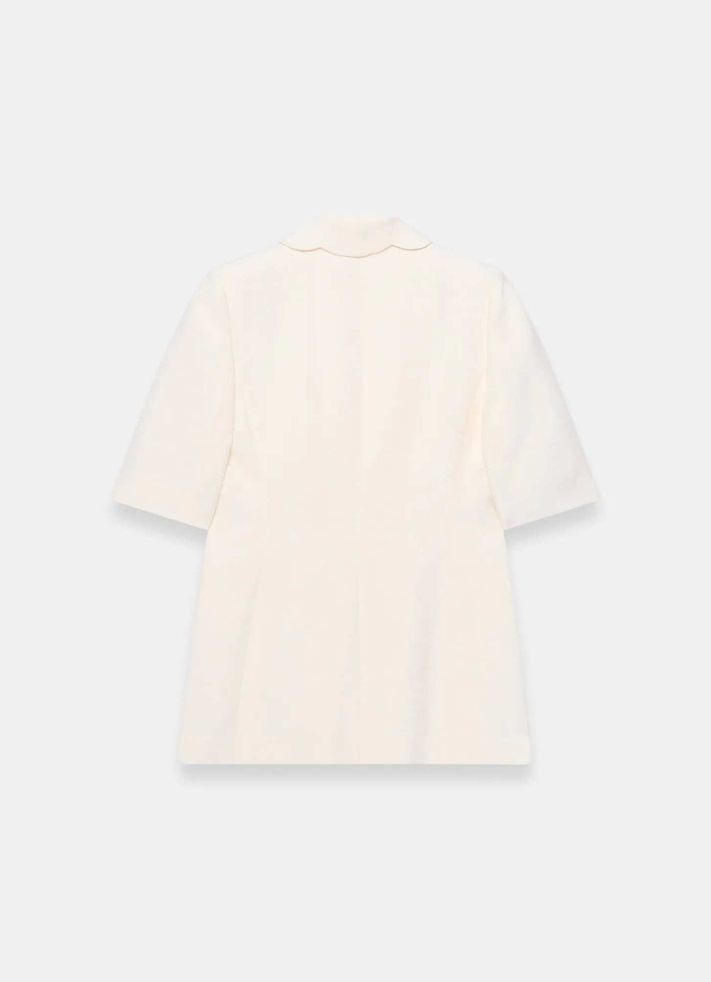 Cream Scallop Front Short Sleeve Blazer