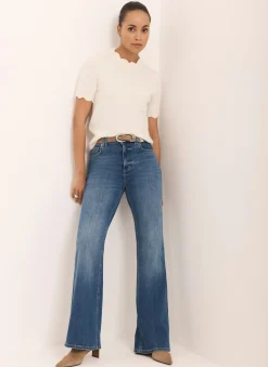 Cream Scallop Knit Top