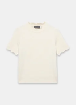 Cream Scallop Knit Top